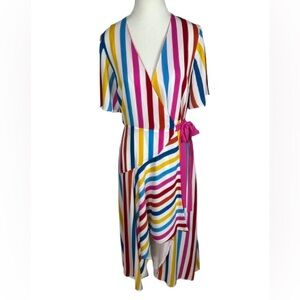 Colorful Striped Wrap Dress